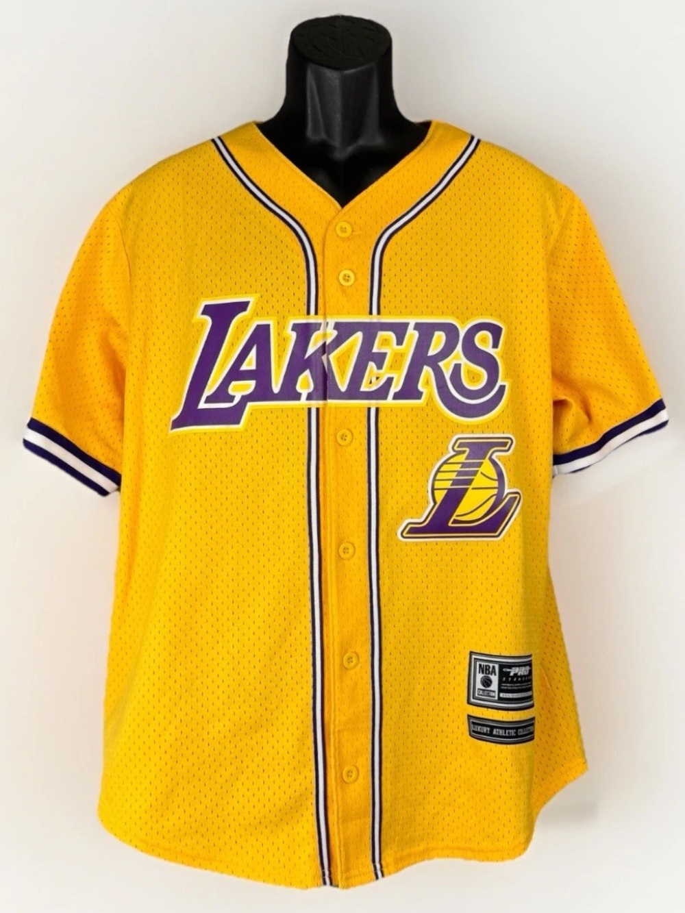 Los Angelas Lakers NBA Pro Standard Luxury Collection Baseball ButtonUp Jersey M
